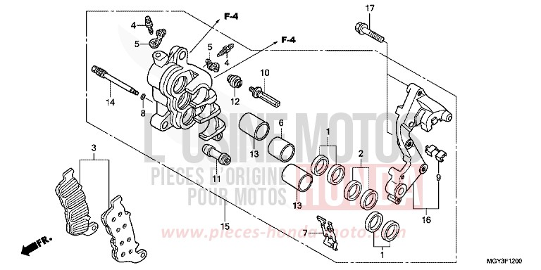 MACHOIRE DE FREIN AVANT D. von VFR800X „Crossrunner“ PEARL FADELESS WHITE (NH341) von 2013